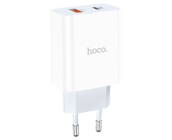  Адаптер Сетевой с кабелем Hoco C97A 1USB/1TYPE-C/5V/3A PD+QC3.0 +lightning (white) (207577) 