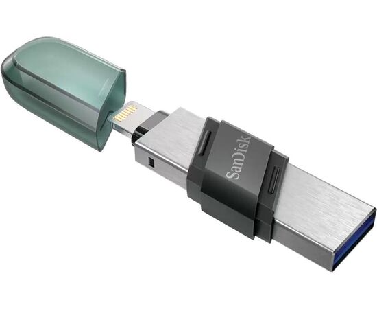  USB-флешка Sandisk 256Gb iXpand Flip SDIX90N-256G-GN6NE USB3.1 зеленый/серебристый 