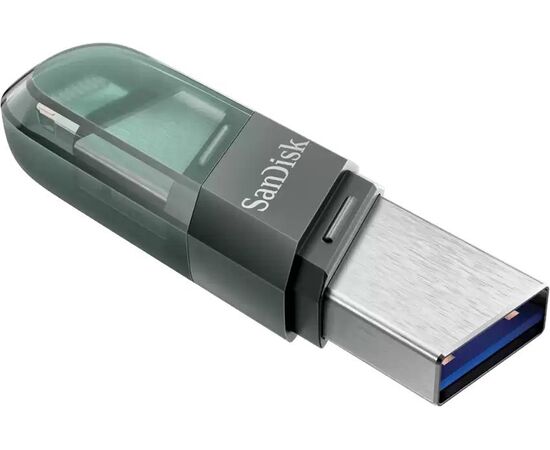  USB-флешка Sandisk 256Gb iXpand Flip SDIX90N-256G-GN6NE USB3.1 зеленый/серебристый 