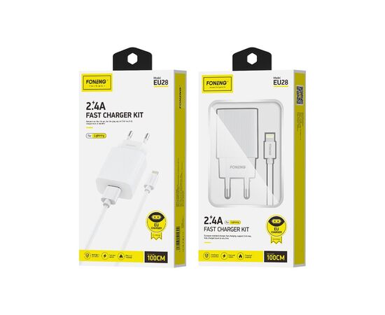  СЗУ Foneng EU28 2.4A (1USB) + кабель Lightning (White) 