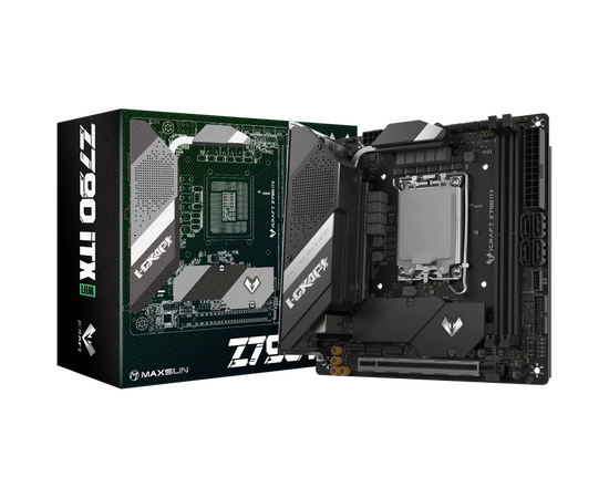  Материнская плата Maxsun MS-iCraft Z790ITX WIFI 6940709698938 1700, Z790, 2xDDR5, 1xPCIEx16,2xM.2, Front1xType-C,2xUSB3,3xUSB2 