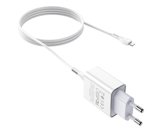  Сетевое зарядное устройство HOCO C81A Asombroso single 1xUSB с Кабелем USB - Lightning, 2.1A, 10W, белый 