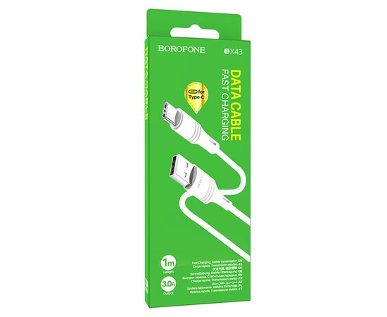  Кабель USB BOROFONE BX43 CoolJoy USB - Type-C, 3A, 1 м, белый 