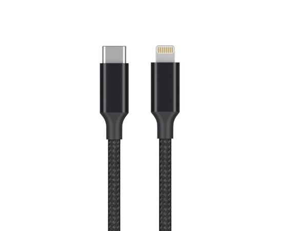  Дата-кабель USB-С - Lightning, 3А, PD, 1м, нейлон, черный, Axxa 