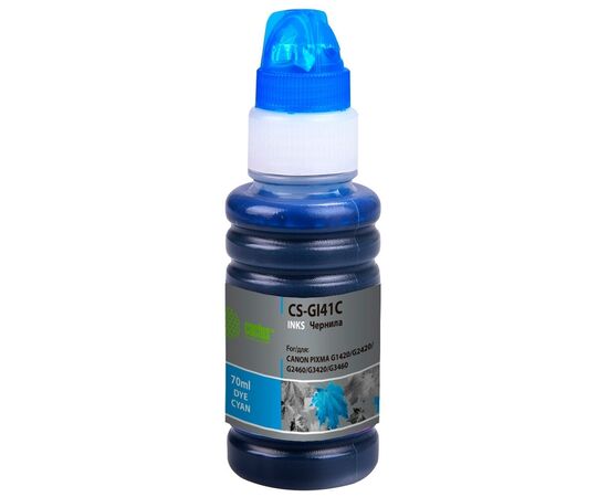  Чернила Cactus CS-GI41C голубой70мл для Canon PIXMA G1420/G2420/G2460/G3420/G3460 