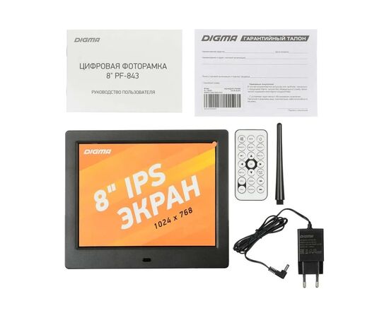  Цифровая фоторамка Digma PF-843 IPS черный 