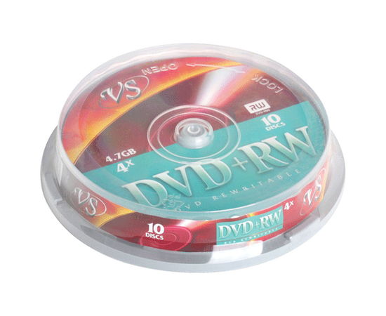  Диск DVD+RW VS (VSDVDPRWCB1001) 4.7 Gb, 4x, Cake Box (10), (10/200) 