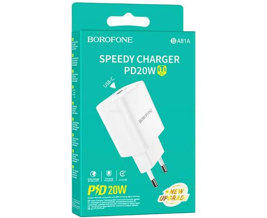  BOROFONE BA81A/ Сетевое ЗУ/ PD / 1 USB/ Выход: 20W/ White 