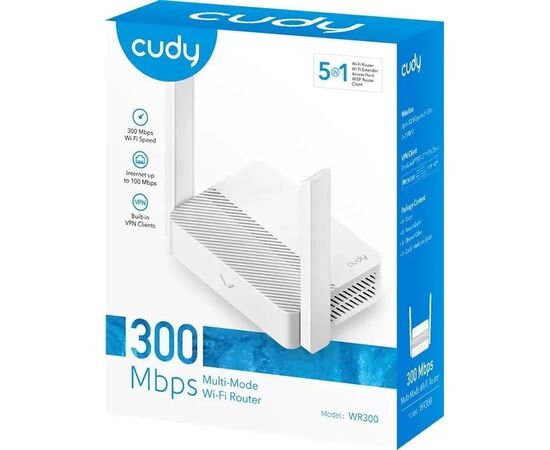  Роутер беспроводной Cudy WR300 N300 10/100BASE-TX/Wi-Fi белый 
