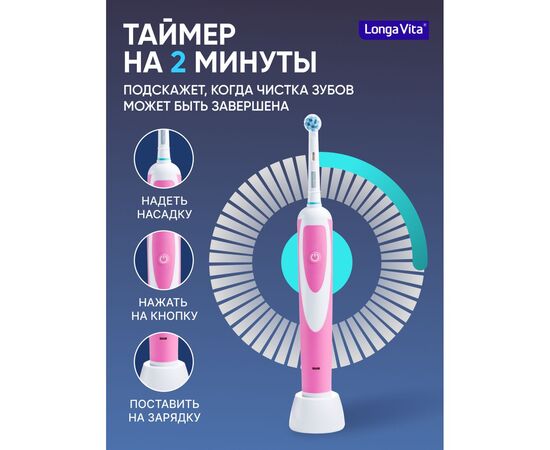  Зубная щетка Longa Vita KAB-4 розовая 
