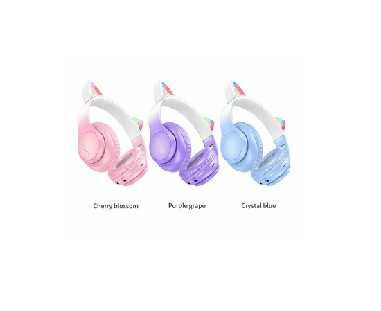  Беспроводные наушники HOCO W42 Cat ears BT headphones purple grape 